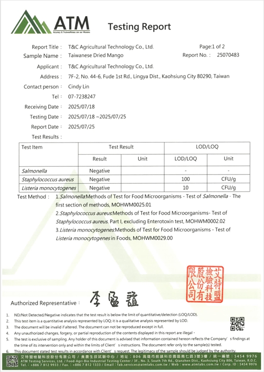 眼鏡伯芒果乾檢驗報告